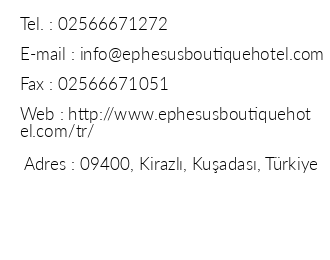 Ephesus Boutique Hotel iletiim bilgileri